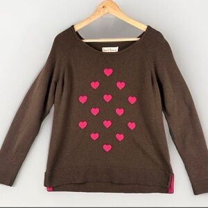 Hanna Andersson Brown Sweater with Pink Heart Design